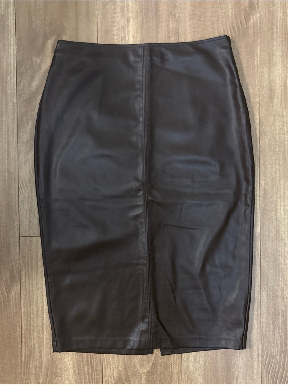 Abercrombie & Fitch Brown Vegan Leather Midi Skirt